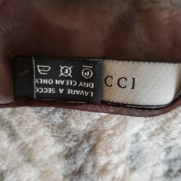 Gucci Silk Scarf Stole 76x27in Brown Gold GG Print - Picture 4 of 9